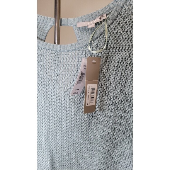 Cyrus Textured Knit Keyhole Back Sweater Women’s Medium Beryl Blue Soft Cotton - Picture 3 of 6